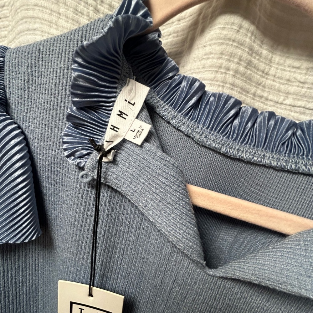 THML Blue Ruffle Sleeve Blouse - Picture 3 of 3